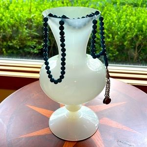 Rose beed turquoise rosary with silver coins & chains